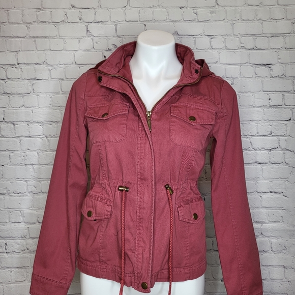 LA Hearts Dusty Maroon Zip-Front Utility Jacket - Size M - Picture 10 of 13
